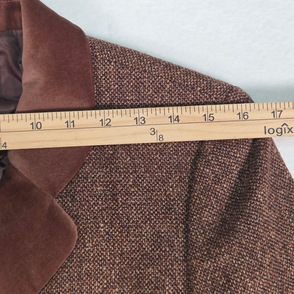 Vintage Brooks Brothers Skirt Suit Womens 10/8 Brown Wool Tweed Velvet Trim Vtg - Picture 11 of 13